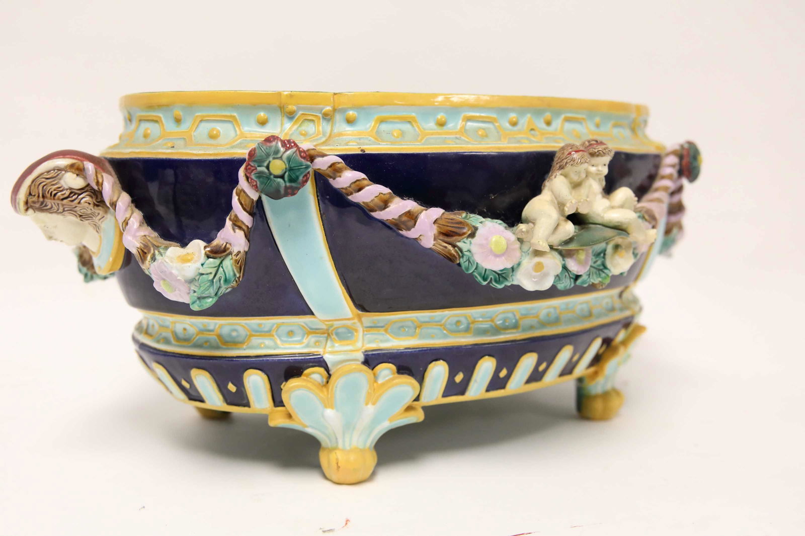 19c French Majolica Figural Center Piece Bowl (1 of 7)
