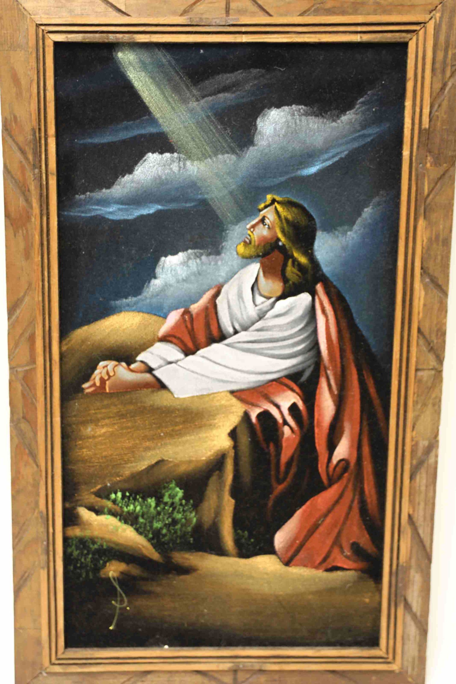 MCM Mexican Temptation of Christ Painted on Velvet (1 of 8)