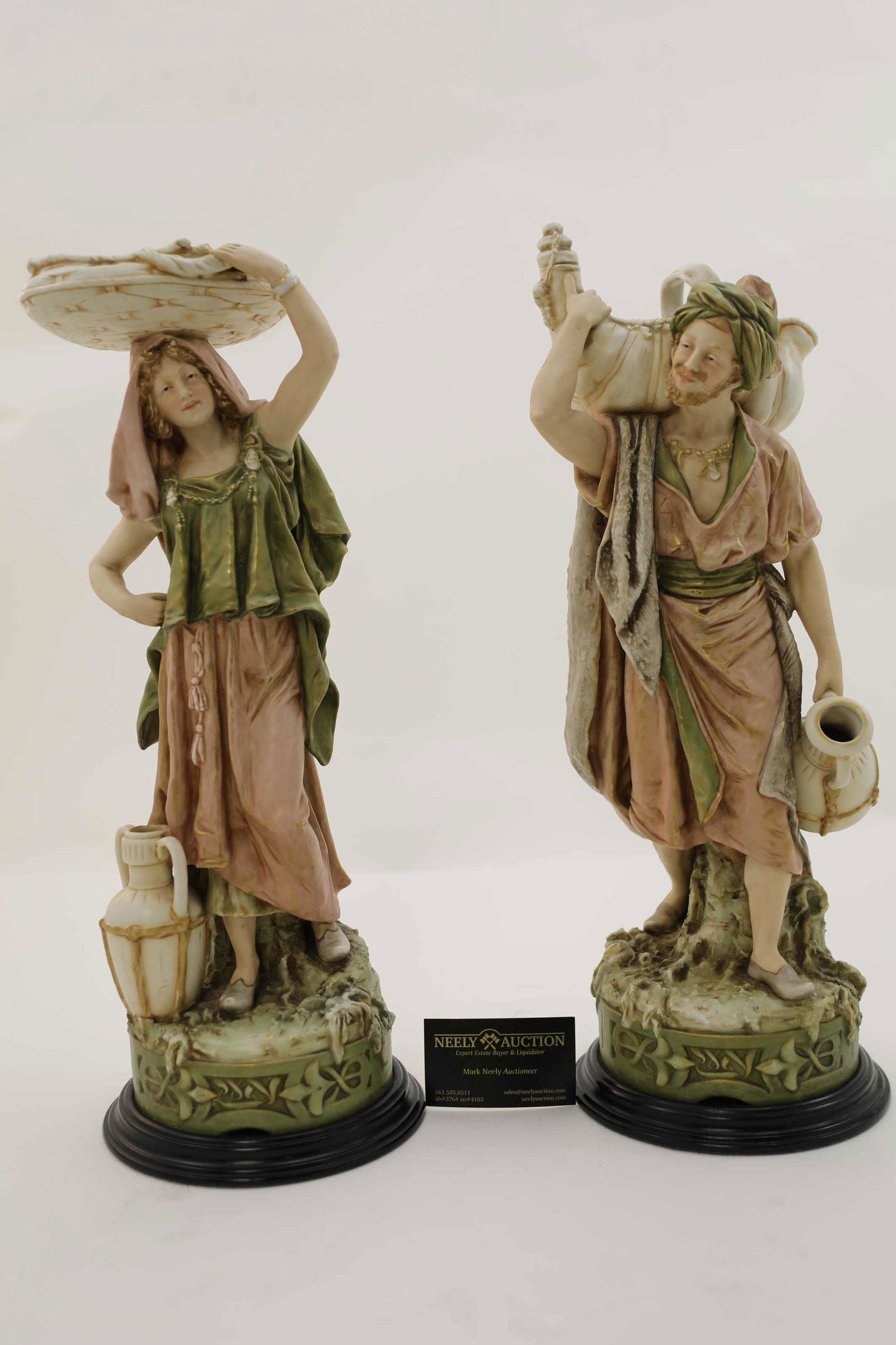 Pr. Royal Dux Painted Porcelain Arabesque Figures (1 of 18)