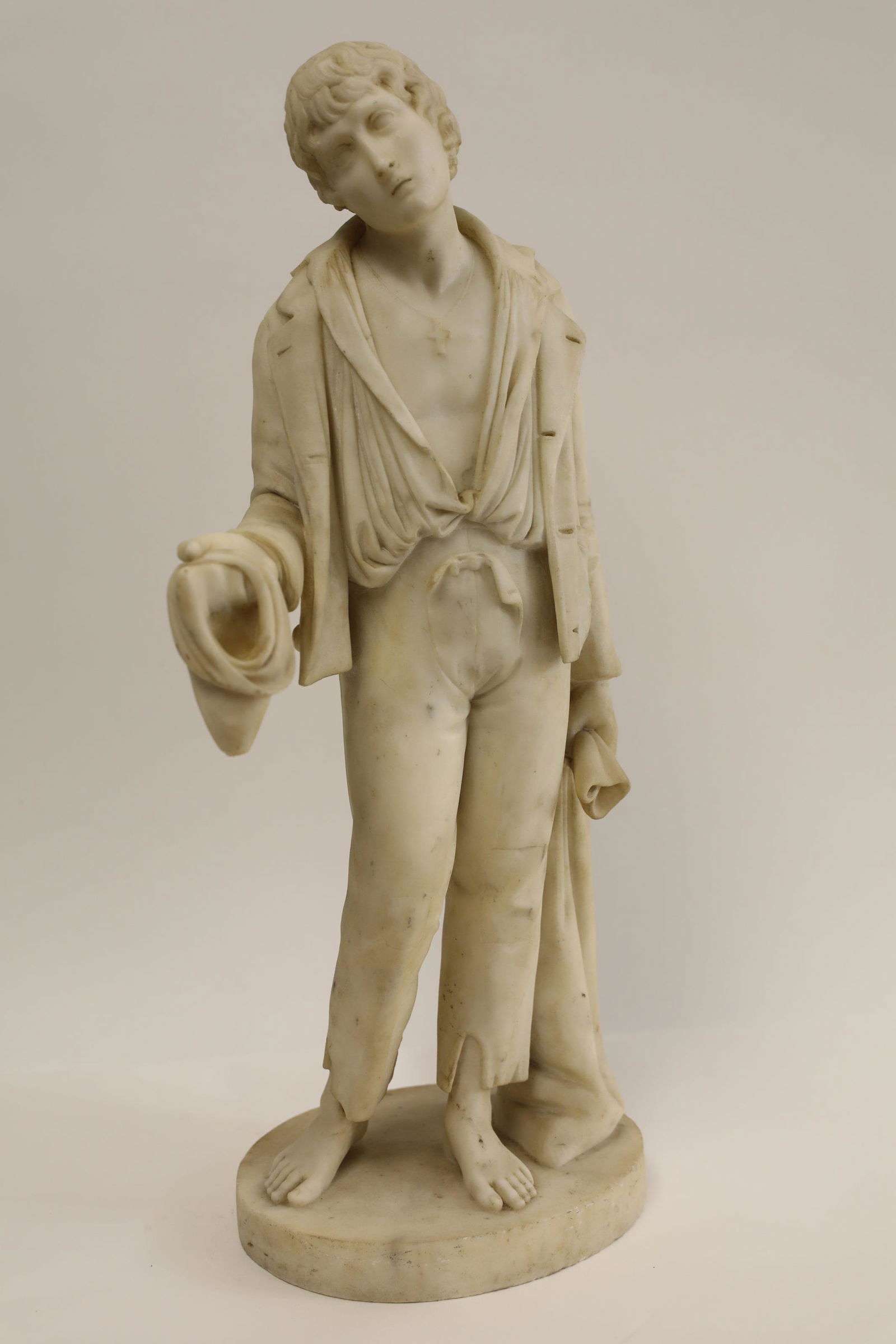 Italian Attr. Giuseppe Levi Marble Beggar Boy (1 of 18)