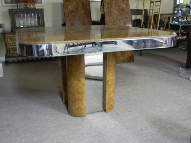 Milo Baughman dining table w/ leaves - 2
