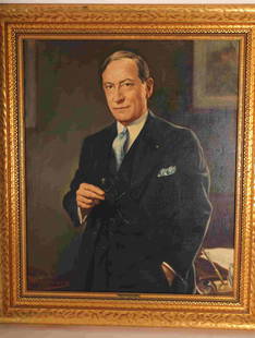 George L. Camarero Portrait of Hugo Gernsback 1955: Vintage George L. Camarero portrait painting of Hugo Gernsback 1955. Gernsback is notable for his inventions and as the publisher of the first science fiction magazines in the early 1900's.