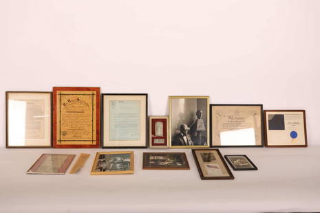 Hugo Gernsback Memorabilia Awards & Certificates: Vintage and Antique Hugo Gernsback "The Father of Science Fiction" Memorabilia - consisting of awards, a trophy, certificates, letters, photos and news articles. (1) Silver award for "Pionnier De