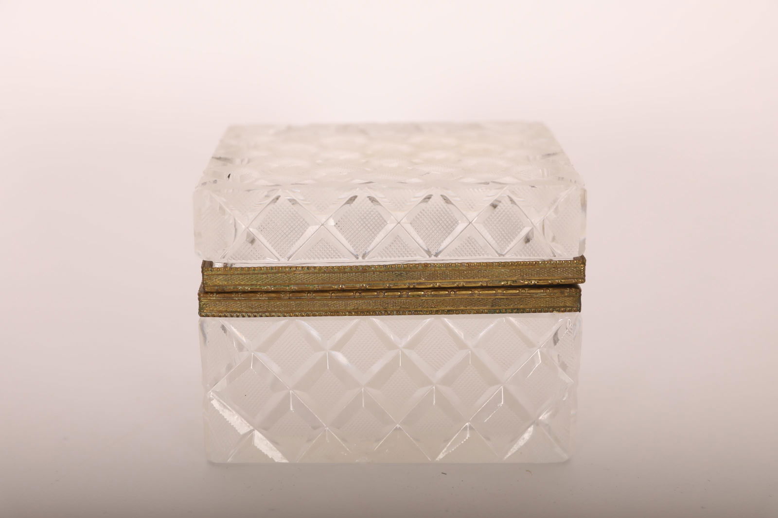 Cut Crystal Lidded Dresser Box w Bronze Dore Edge (1 of 13)