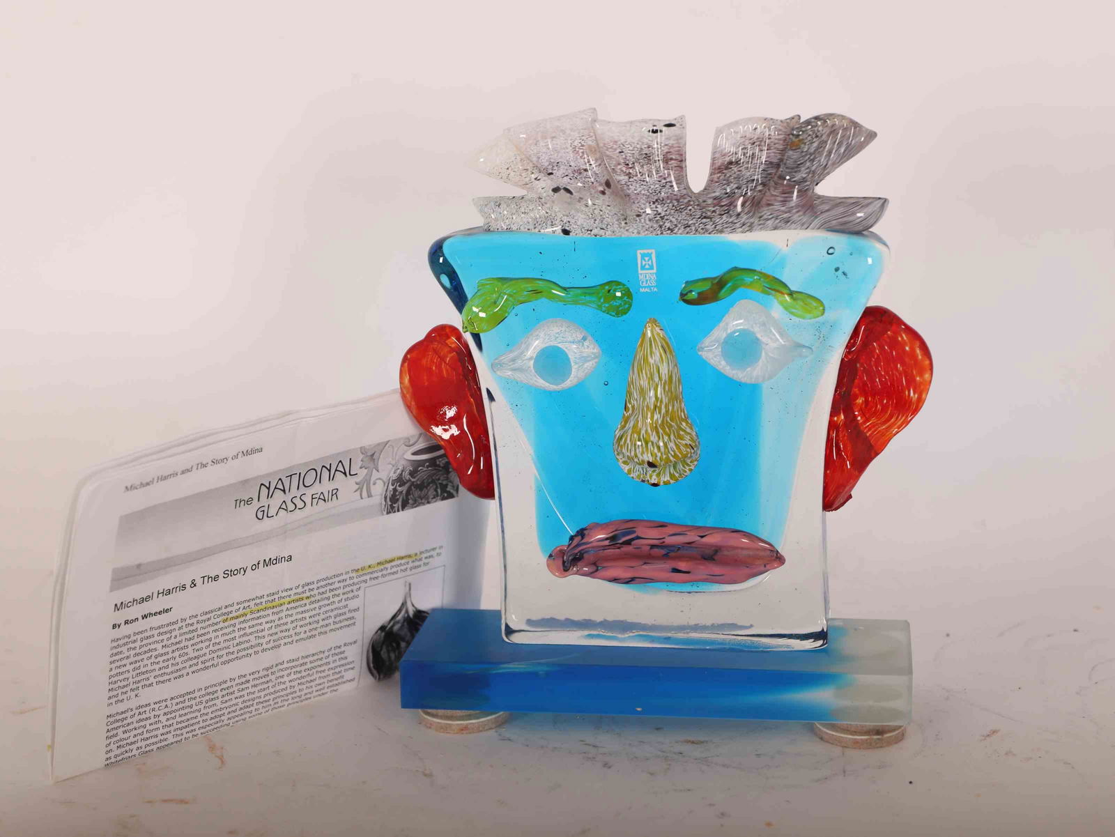 Mdina Malta Art Glass Abstract Face Sculpture 2002 (1 of 20)