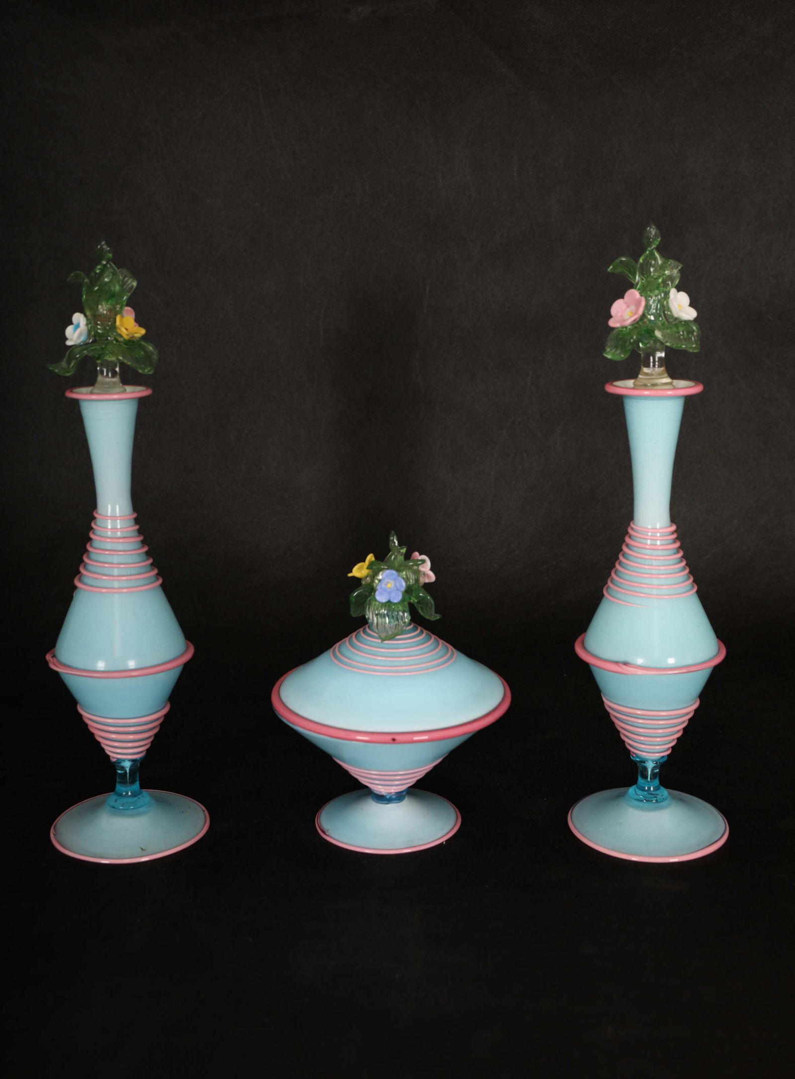 (3) Pc Venetian Art Glass Perfumes & Powder Puff (1 of 13)