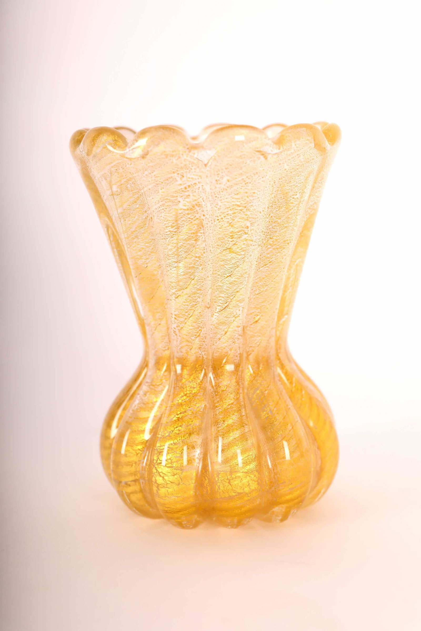 1950's Murano Ribbed Venetian Avventurina Vase (1 of 8)
