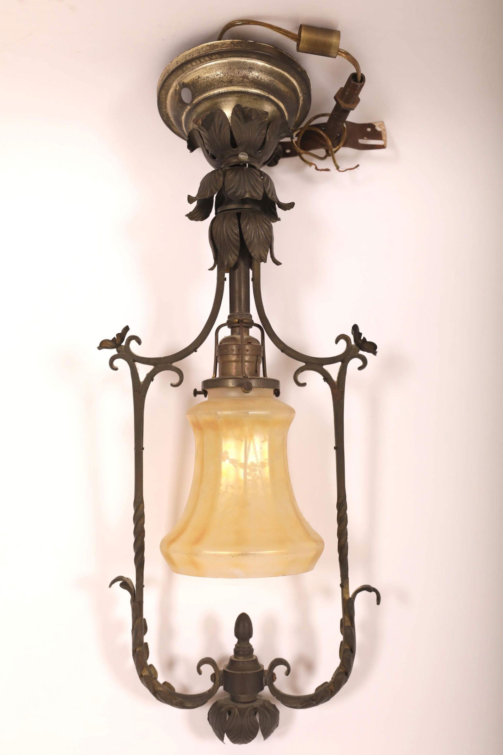 19th C. German Gas Lamp w Opaline shade (1 of 13)