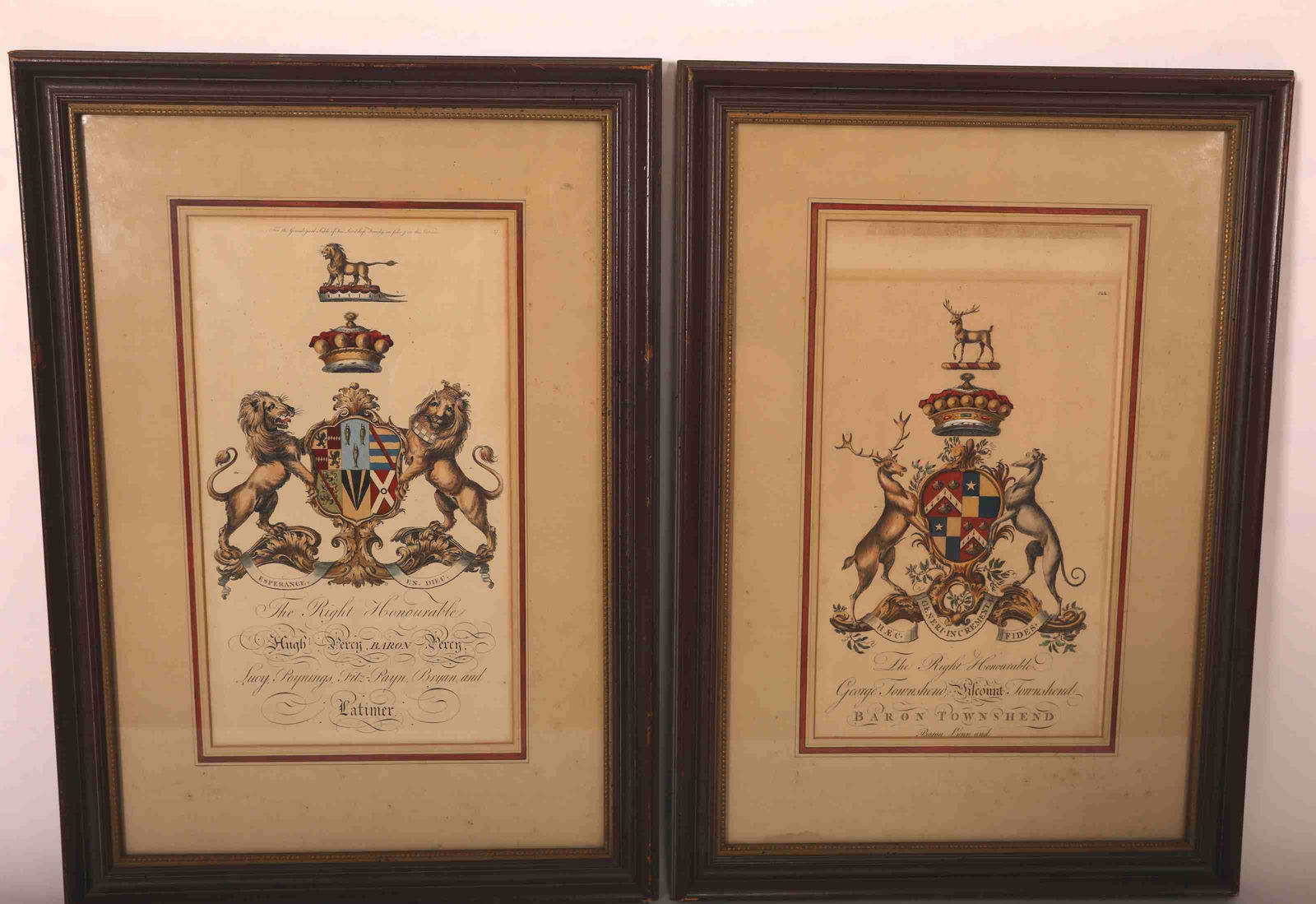 2 19th C. Hand Colored Lithos English Coat of Arms (1 of 12)