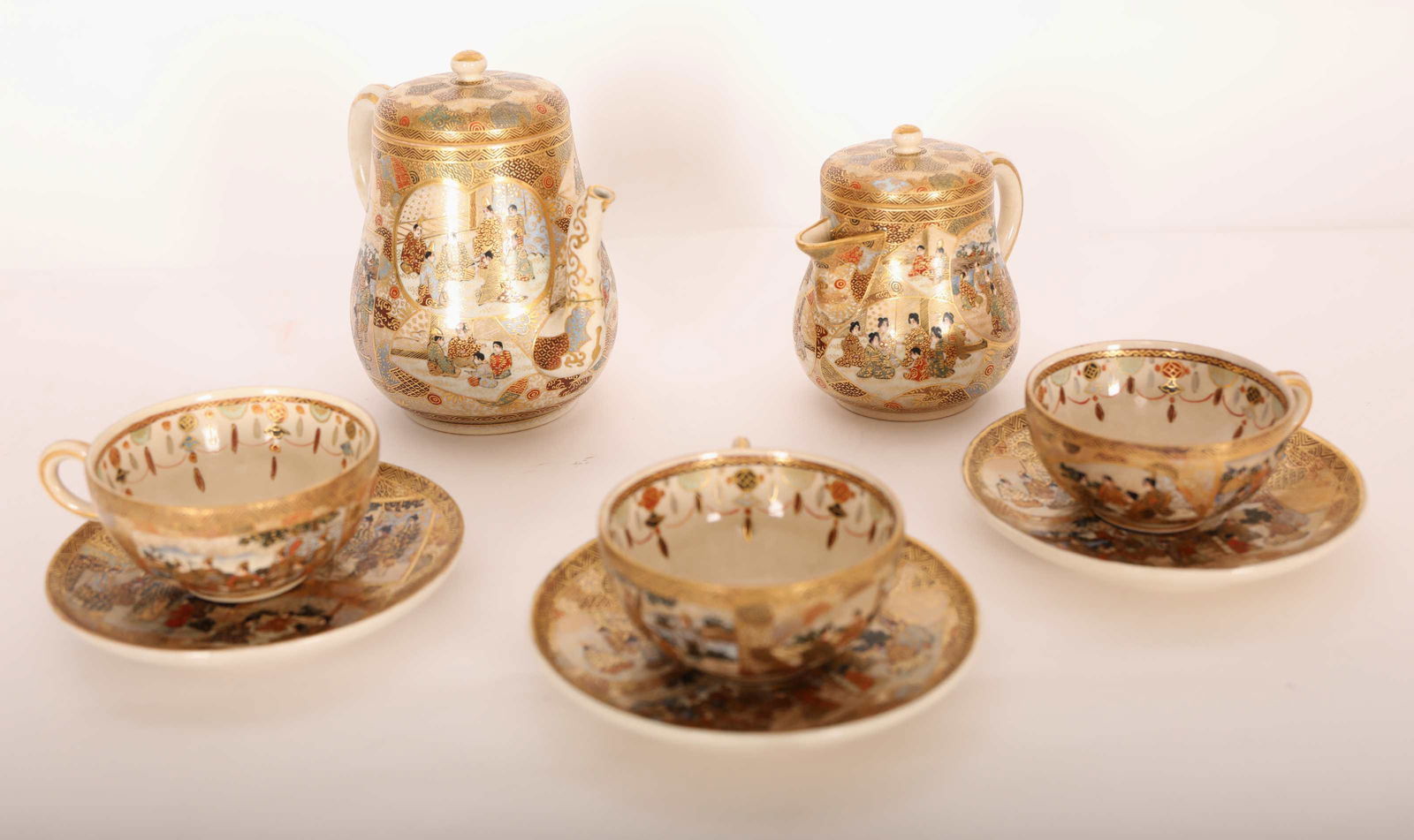 (8) Piece 19th C. Satsuma Rose Gilt Tea Set Meiji (1 of 11)