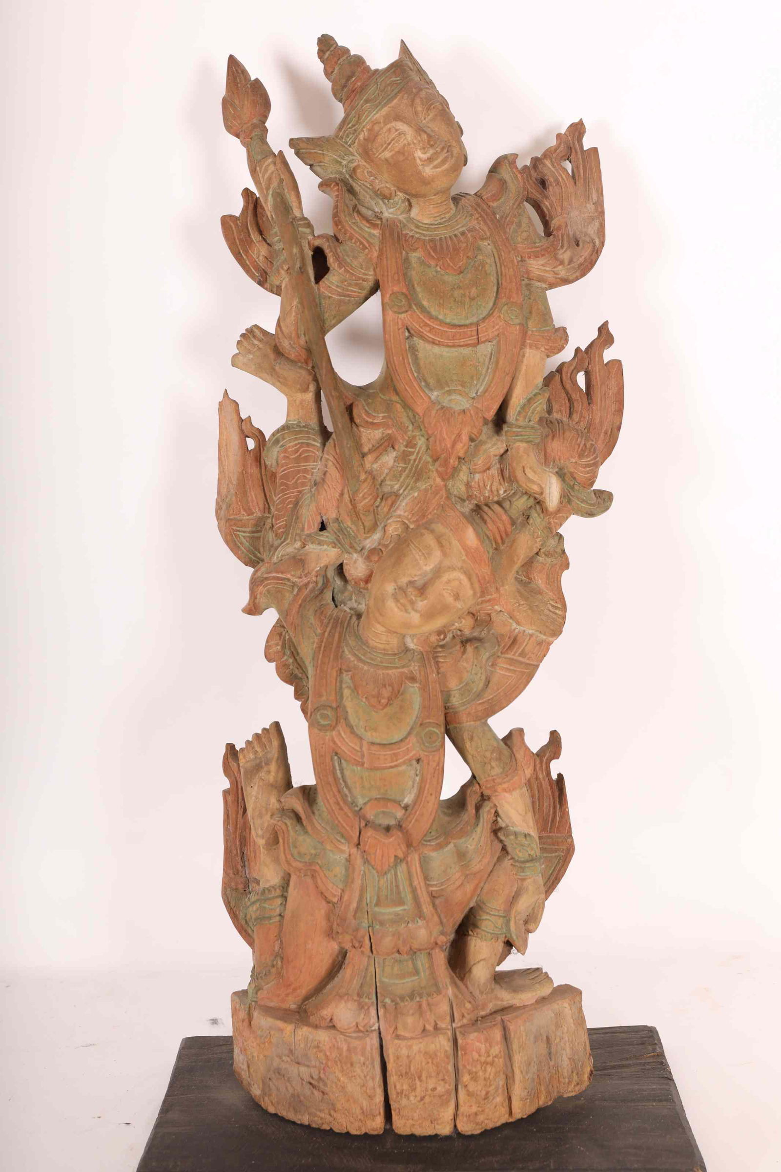 Large Antique Polychrome & Teak Balinese Statue (1 of 15)