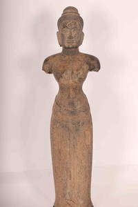 13th C. Artifact Ankgor Wat Khmer Female Deity Statue