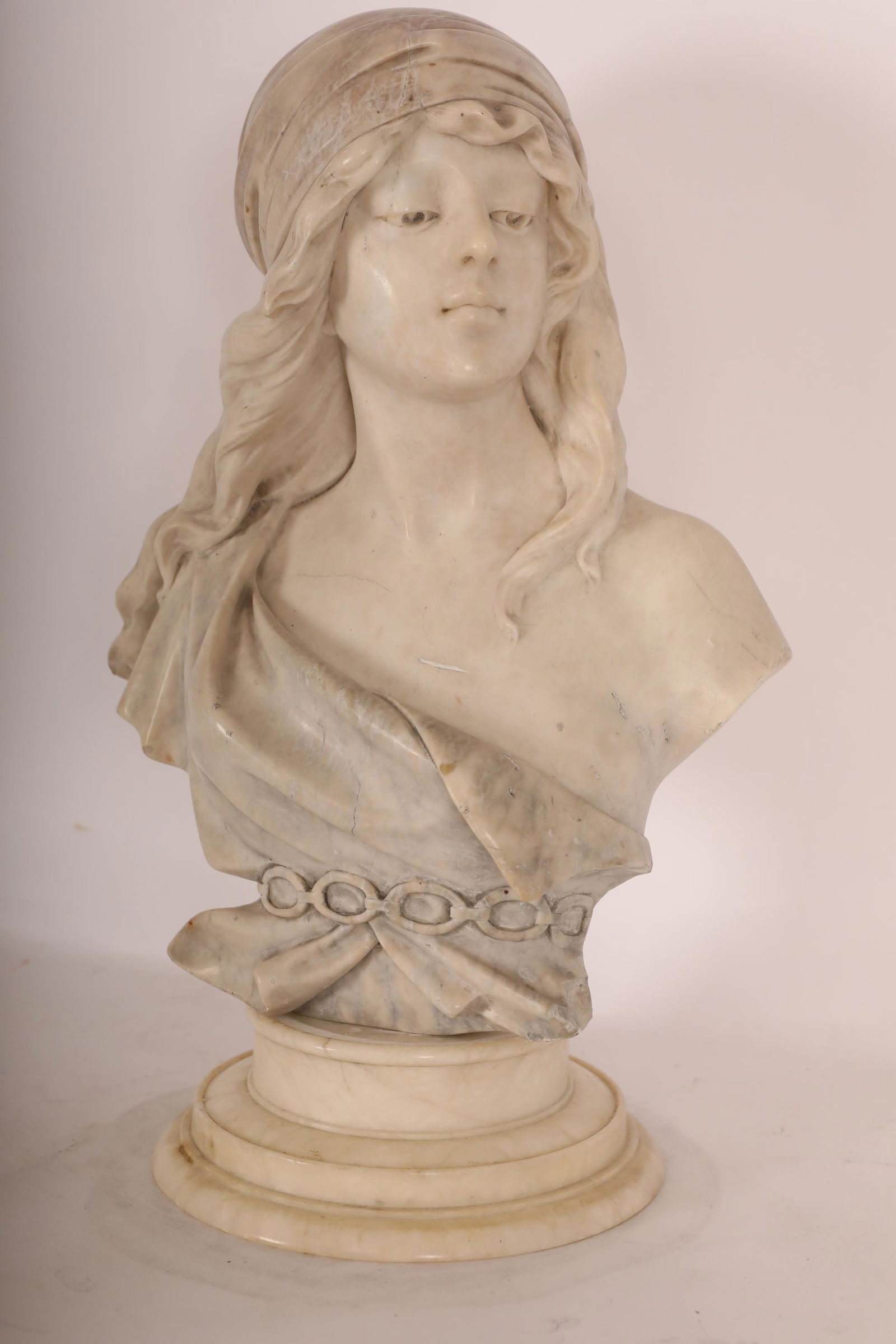 Adolfo Cipriani Art Nouveau Female Marble Bust (1 of 20)