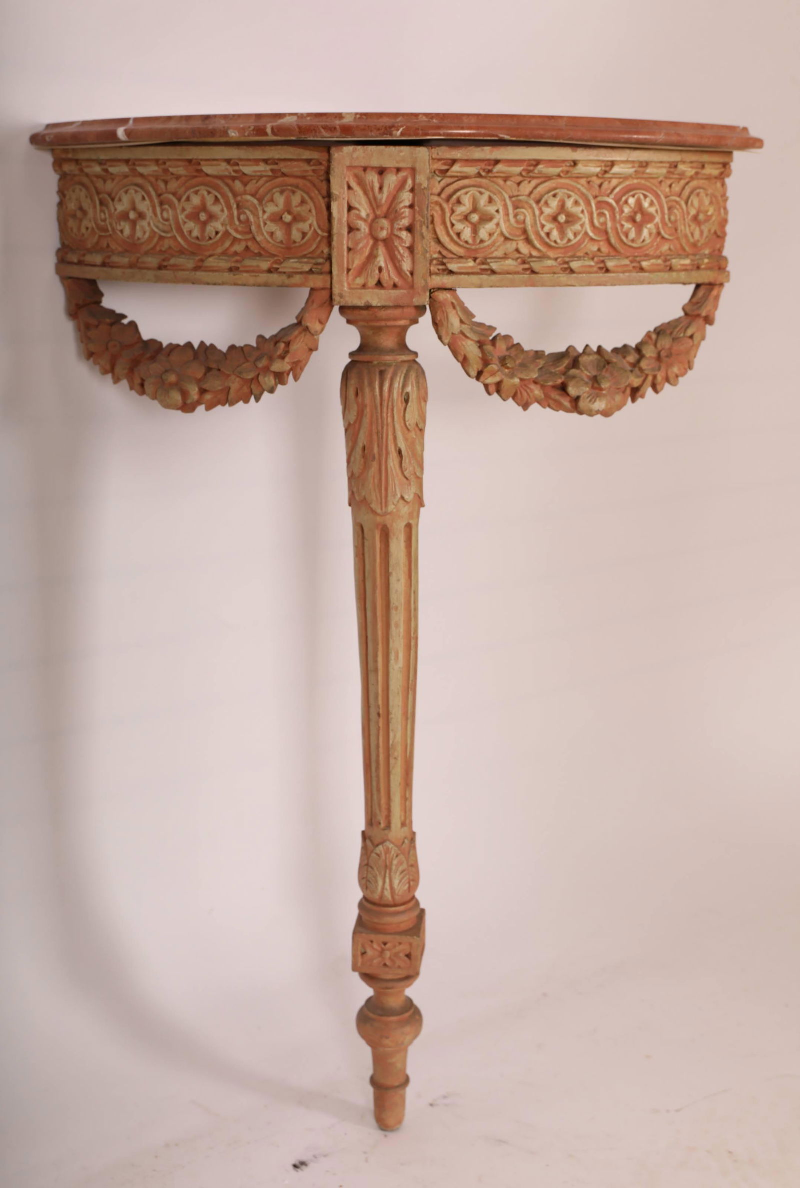 19th C. Wood Carved Corner Consol w Rouge Marble (1 of 9)