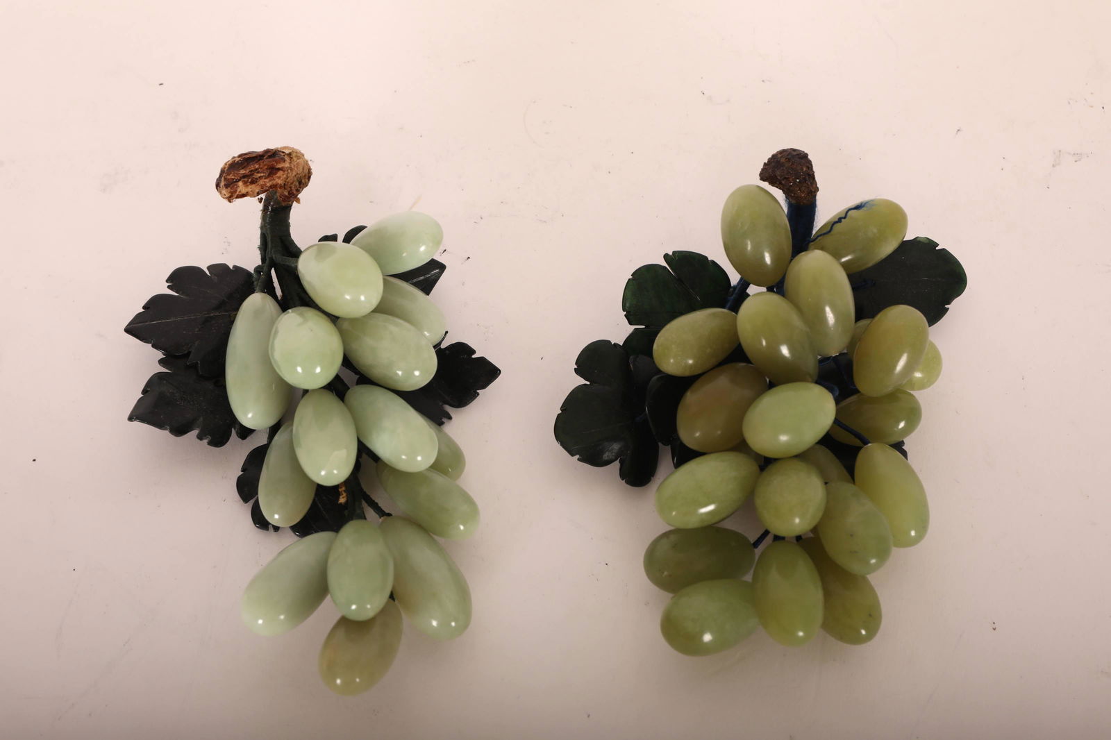 (2) Green Jade Grape Clusters with Enamel Leaves (1 of 7)