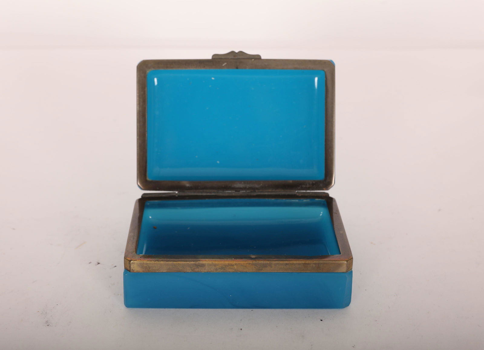 Blue French Opaline Dresser Box w Brass Closure (1 of 8)