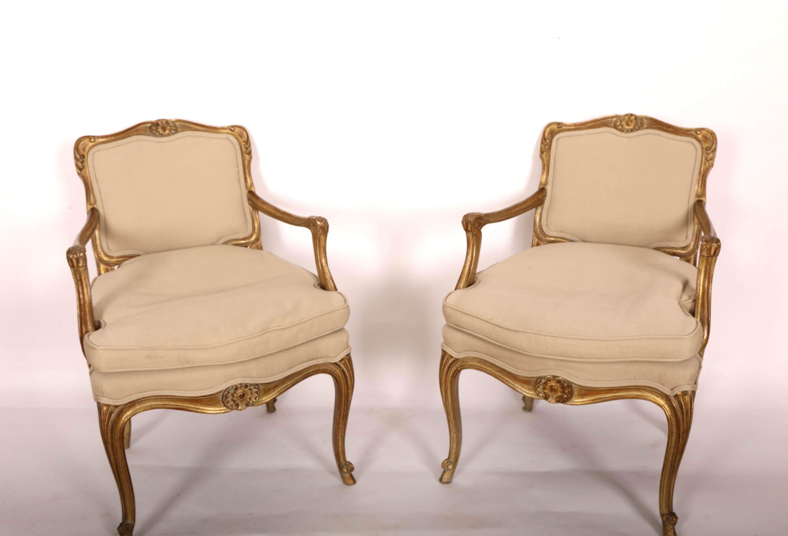 Pr. Vntg Louis XV French Provincial Bergere Chairs (1 of 9)