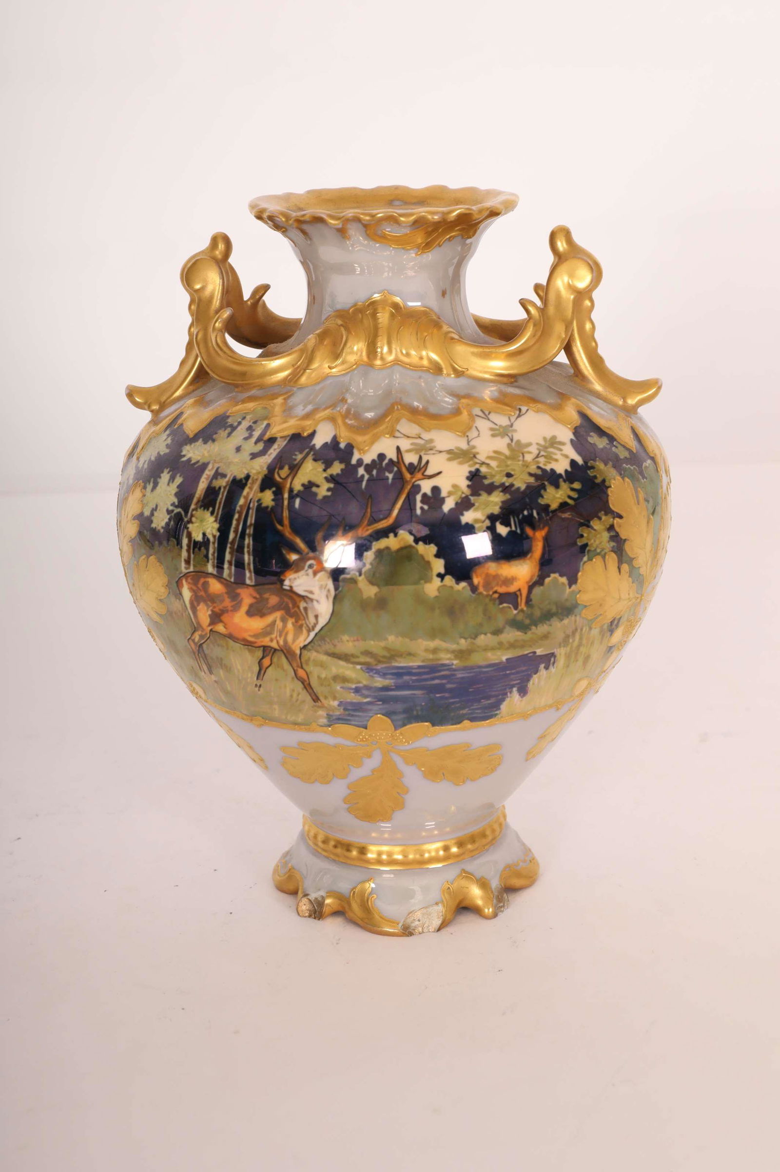 19th C. French Art Nouveau Porcelain Vase w Fauna (1 of 11)