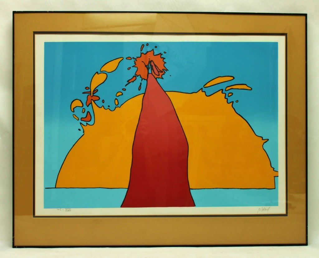 Peter Max Vintage Signed Lithograph: Vintage lithograph by artist Peter Max. Pencil signed in lower right corner, "Max". H C XVII Dimensions: 30" x 22" Style/Time Period: Mid-century Artists: Peter Max