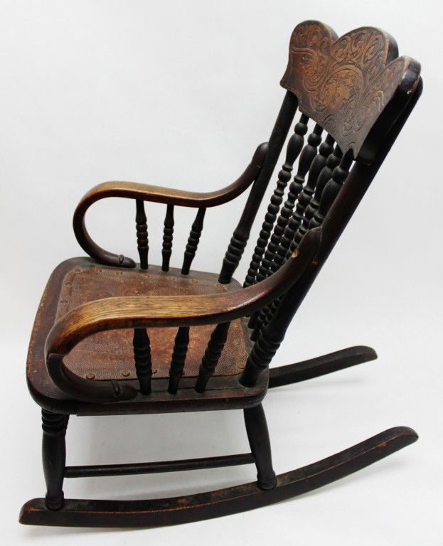 194 1880's Oak Child's or Doll size Rocking Chair