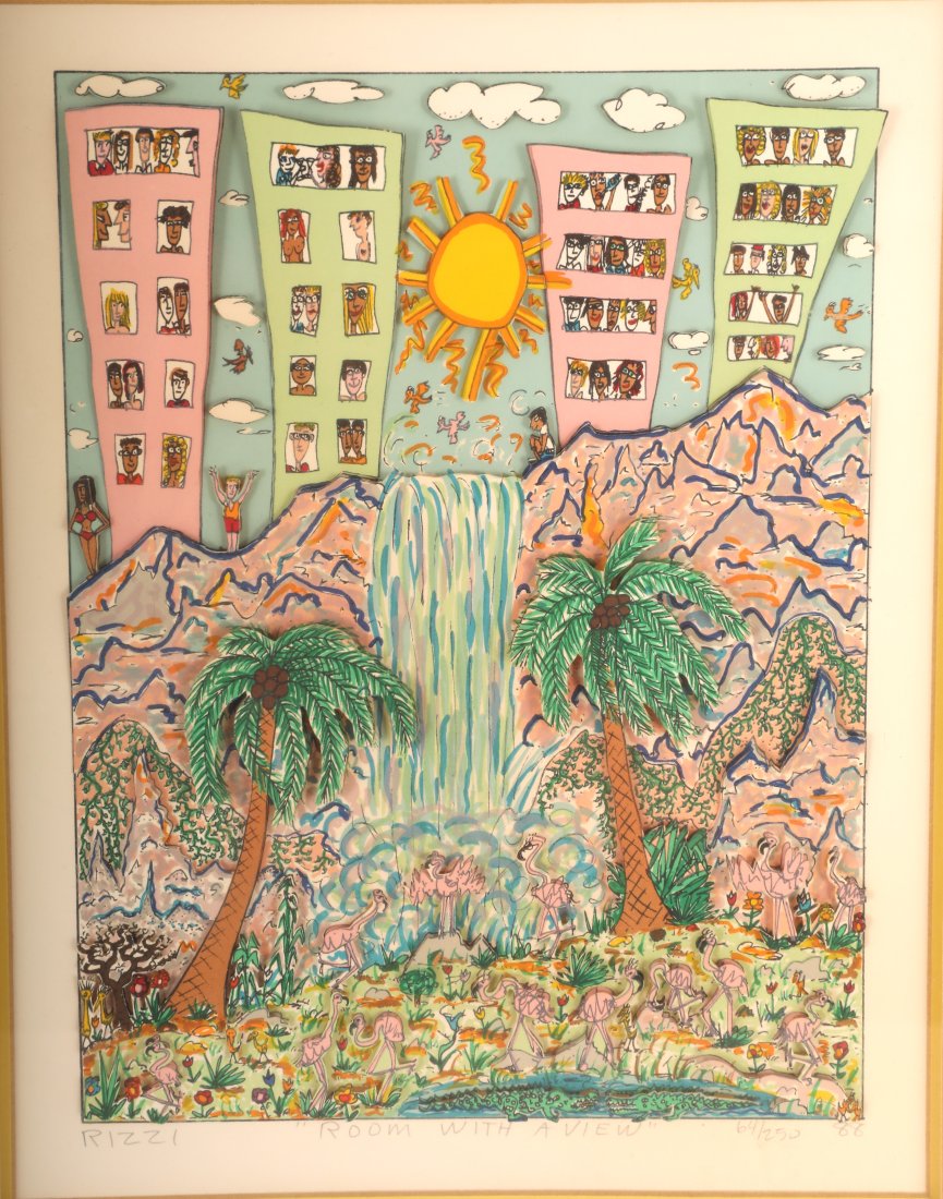 James Rizzi Screenprint "A Room with a View", 1988 (1 of 10)