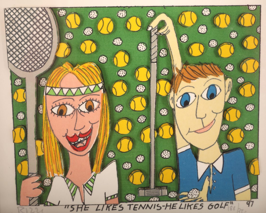 James Rizzi 3D "She Likes Tennis-He Likes Golf" (1 of 5)