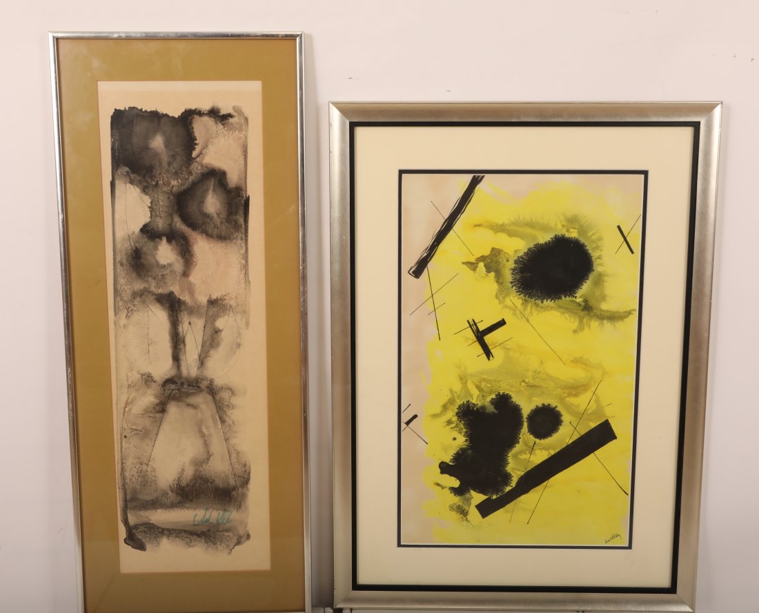(2) Abstract Pntgs, Augustus Eddy & Ink Wood Block (1 of 14)