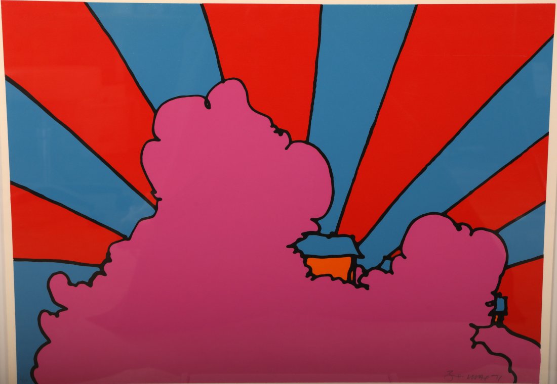 Peter Max Silkscreen "House in the Clouds",1971 (1 of 6)