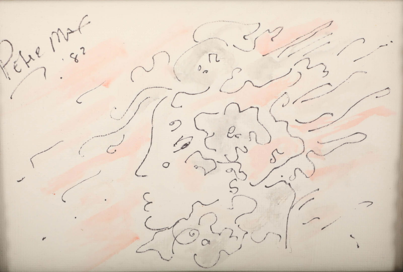 Peter Max Watercolor/Ink on Canvas Pink/Gray Lady (1 of 7)