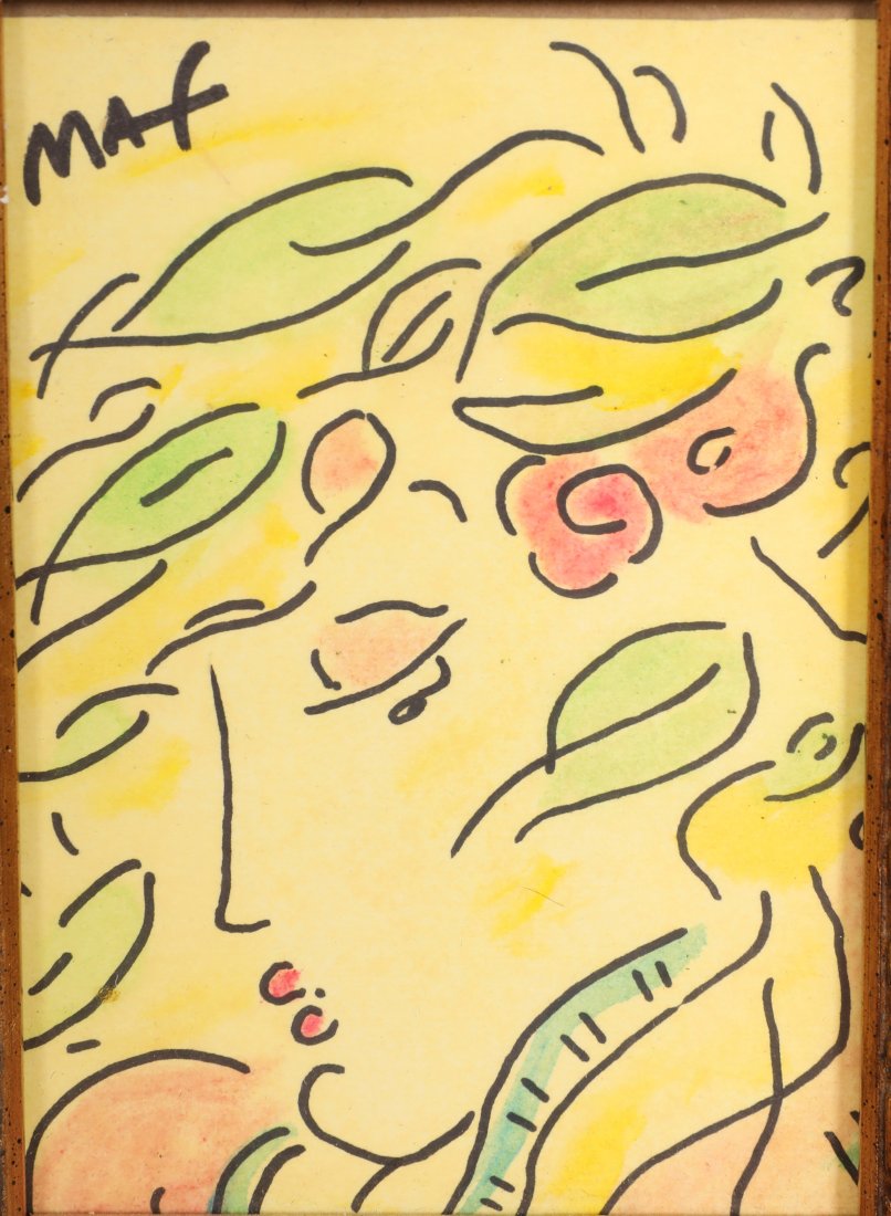 Peter Max Watercolor & Ink on Paper Profile, 1993 (1 of 8)