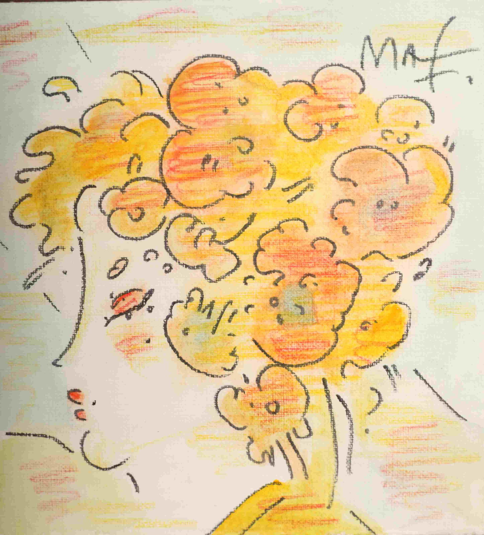 Peter Max Acrylic & Ink "Portrait of Rosie", 1998 (1 of 8)