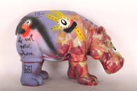 Lebo One ofA Kind Graffiti Painted Hippo Sculpture