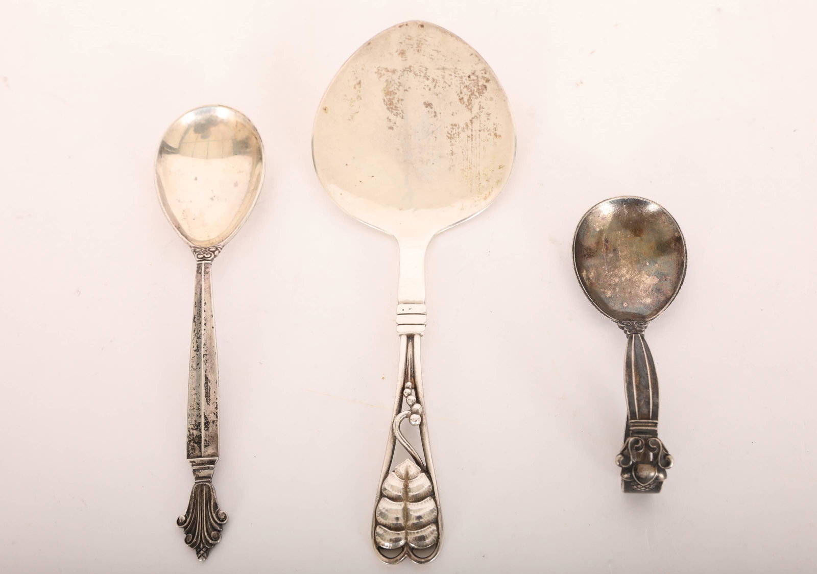 3 Pc Vintage Georg Jensen Sterling Server & Spoons (1 of 6)