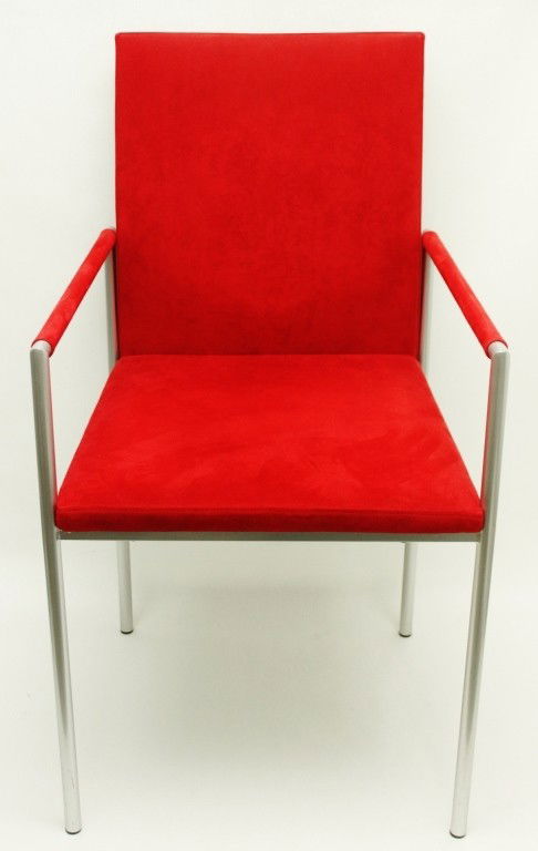 Karl Friedrich Forster, Germany Arm Chair: Karl Friedrich Forster arm chair. Upholstered with bright red Alcantara. New, never used. Retails @ $500USD & up. Measurements: 20" x 36" x 21 Year/Era: Modern Artist: Karl Friedrich Forster