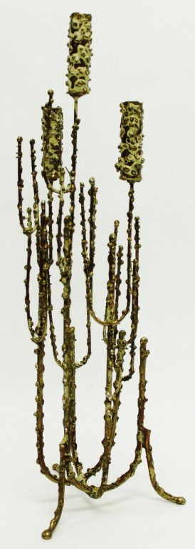 C. Jere Brutalist Sculpted Candle Holder: Sculpted candle holder in the Brutalist style by artist, Curtis Jere. Signed, "C. Jere, '68" Measurements: 5 1/2" x 16" x 5" Year/Era: 1968 Artist: Curtis Jere