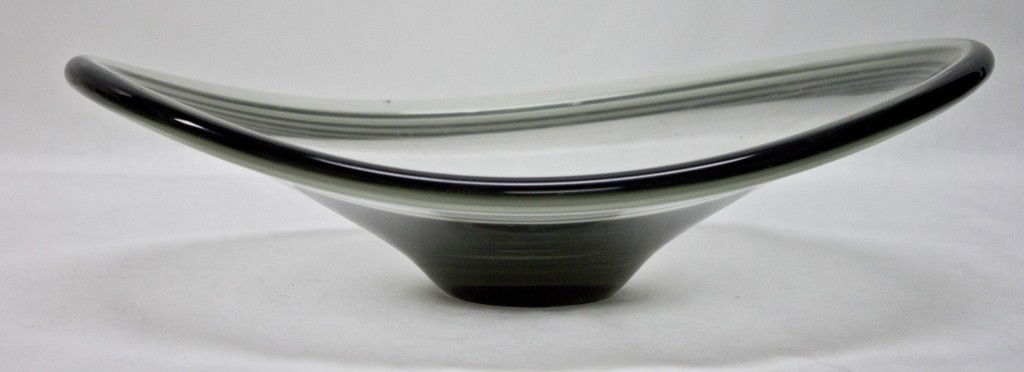 Holmegaard Finely Formed Smoked Art Glass Bowl: Signed 'holmegaard 1958'.Mid Century Modern Scandanavian Art Glass. Measurements: 16" x 14" x 4.75" Artist: Holmegaard
