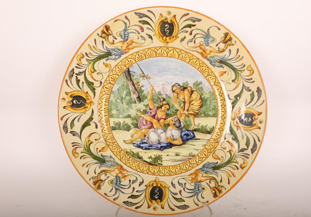 19C Italian Faience Majolica Charger w Mythology (1 of 9)