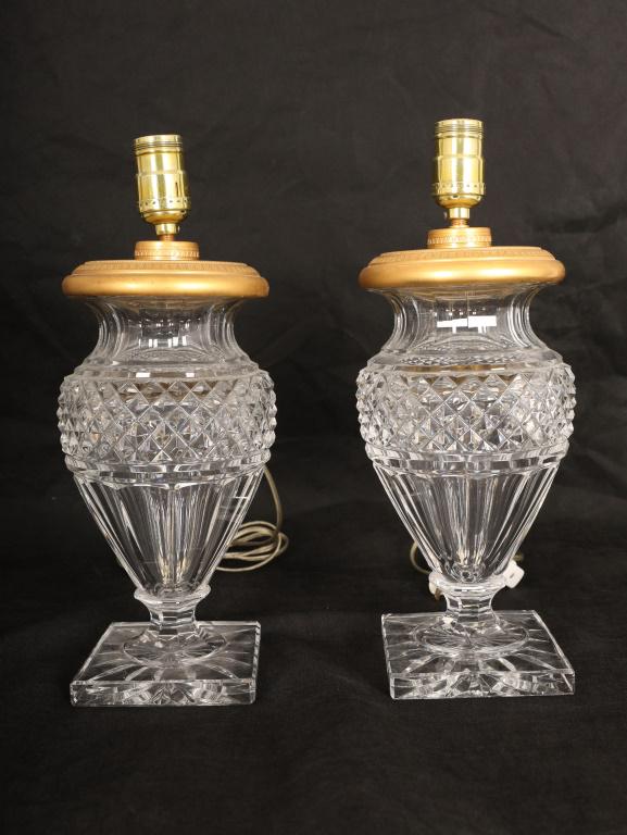 Pr St Louis Crystal Urn Vases w Dore Bronze Tops (1 of 14)