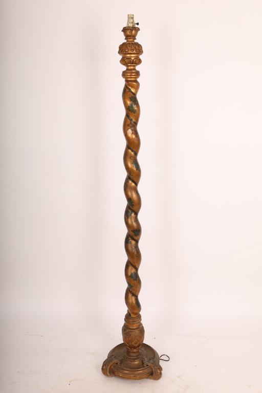 19C Gold Gilt & Grapevine Decor Barley Twist Lamp (1 of 7)