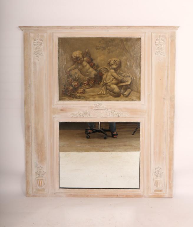 19 C. French Trumeau Mirror w Cherub Painting (1 of 20)