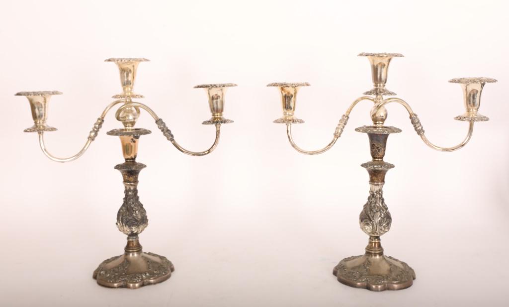 Pair Sheffield Silver Co Silver Plated Candelabras (1 of 15)