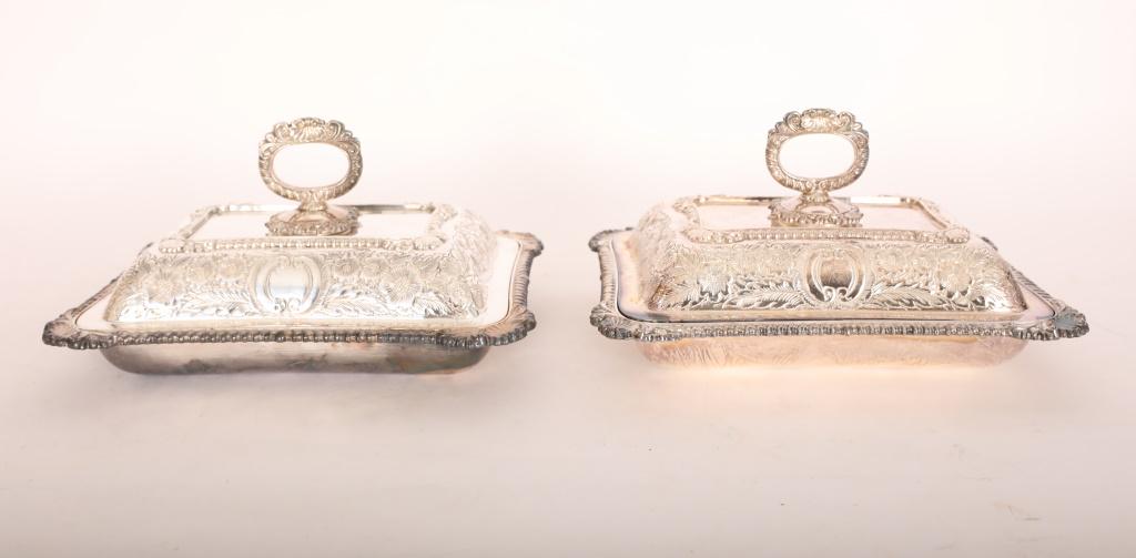 Pair English Sheffield Covered Veggie Dishes (1 of 17)