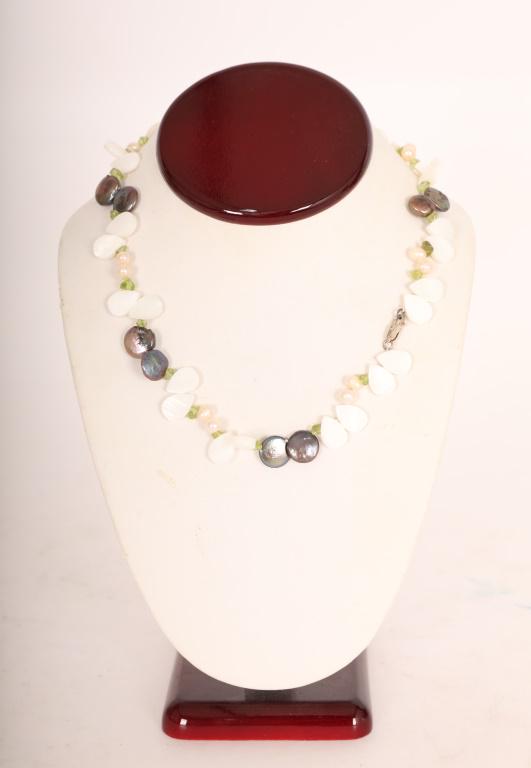 29 Pc BIWA Coin Pearl Necklace Hand Knotted (1 of 5)