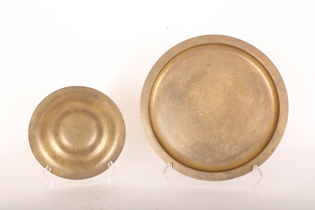 2Pc Bronze Tiffany Makers/Studios Charger & Bowl (1 of 9)