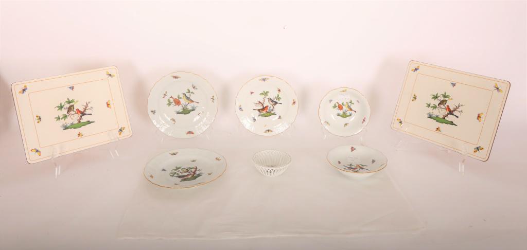 8Pc Herend Rothschild Bird Plates, bowls&Placemats (1 of 9)