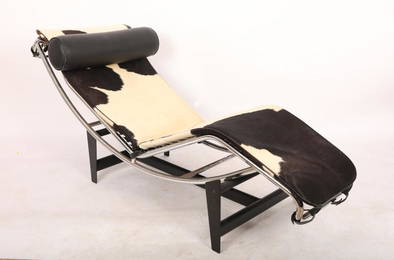 Vntg L4 Le Corbusier Recliner w Cowhide Upholstery