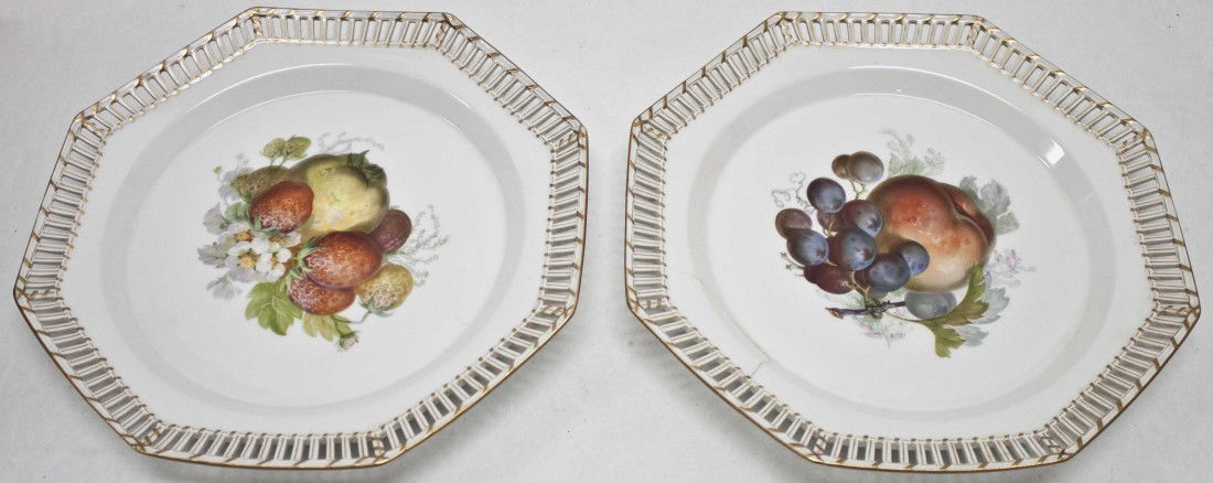 Hand Painted KPM Porcelain Reticulated Plates: Hand Painted KPM Porcelain Reticulated Plates