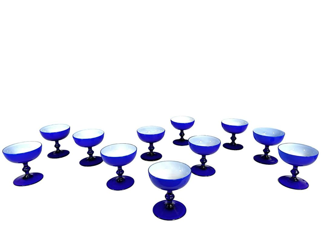 11pc Carlo Moretti Cobalt Blue & White Champagne (1 of 9)