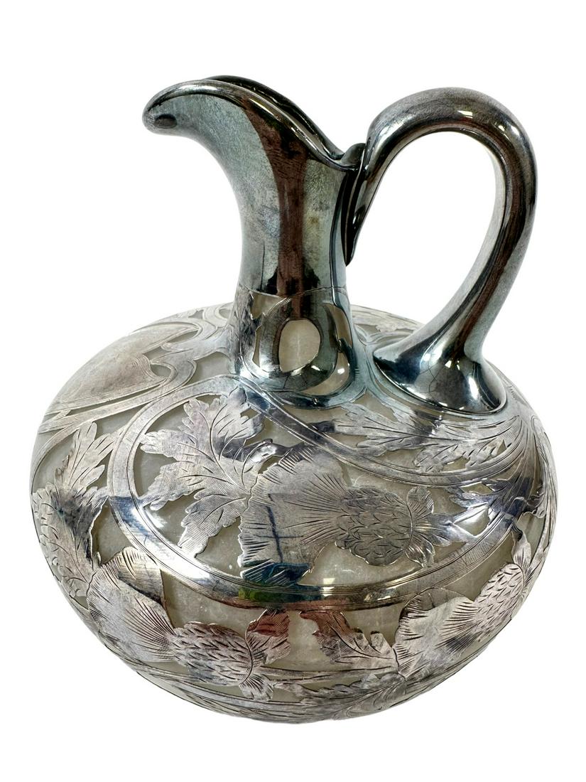 Sterling Silver Overlay Frosted Glass Decanter (1 of 8)