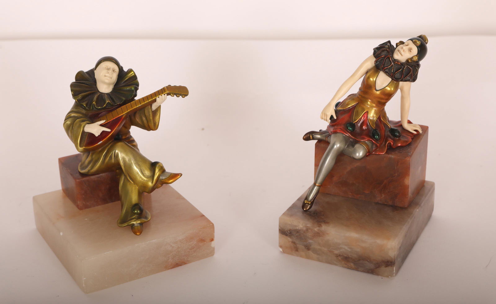 Pr D.W. Chapman Cold Painted Carnival Harlequins (1 of 10)